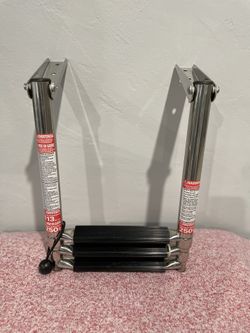 Stainless Steel Telescoping 3-step Transom Ladder - New Never Used.
