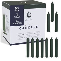 Candle Charisma 50 Dark Green Spell Candles - 4.3” tall Box, 2 Hours Burn Time