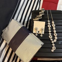 Silver and black Dubai jewelry full necklace Set. 