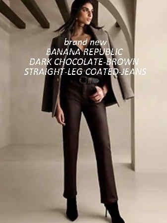 NEW BANANA REPUBLIC PANTS JEANS 31 Dark Chocolate Wax-Finish Straight-Leg High-Rise