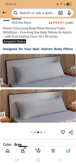 Like New! Rainmr Extra Long King Size Memory Foam Body Pillow