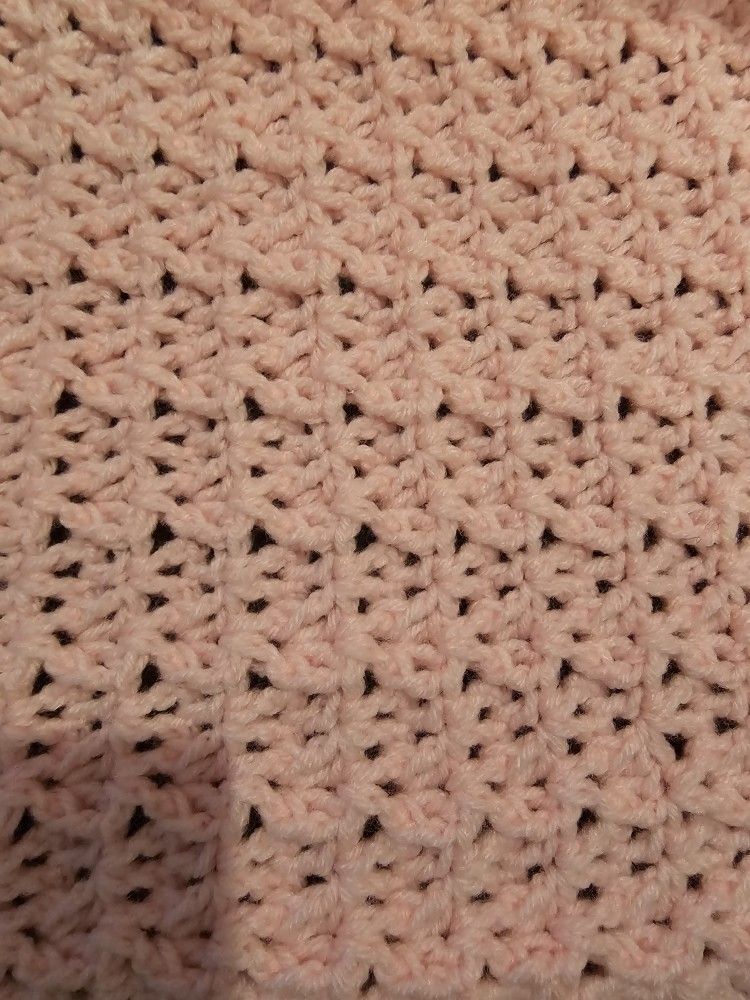 Baby Soft Pink Crotchet Blanket