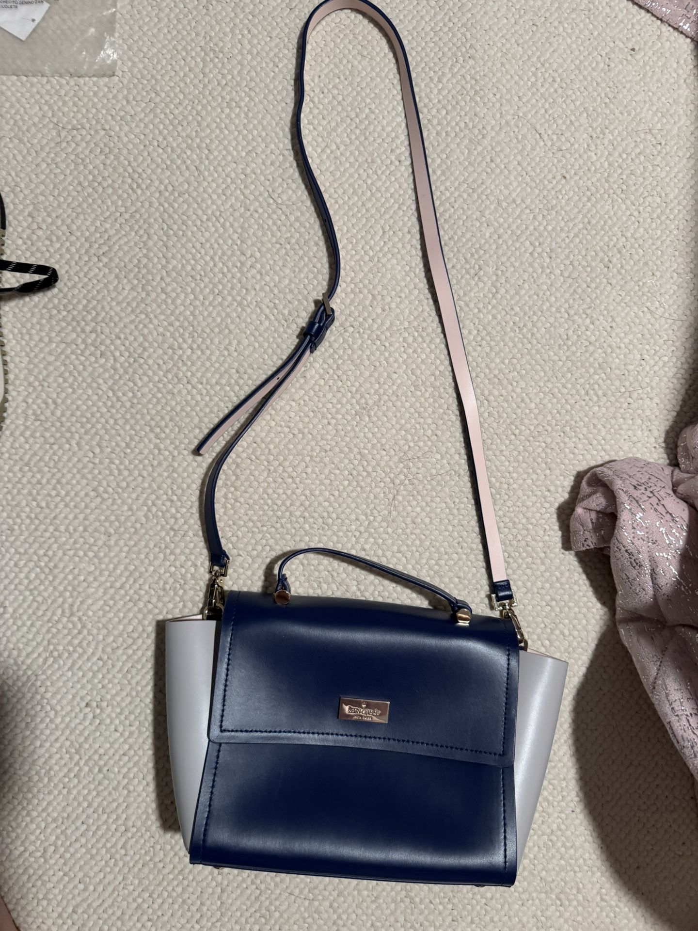 Kate Spade Arbour Hill Charline Top Handle Crossbody Leather Bag Blue Pink Grey