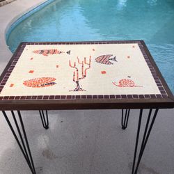 1960s Mosaic MCM Retro Tile Top Table, Coffee Bar/Liquor Bar/Patio Table