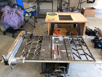 Table saw and door with door jamb