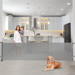 137 Inches Extra Wide Retractable Baby Gate - Indoor/Outdoor, for Doorways and Stairs - Perfect for Kids, Pets, and Large Dogs Gate for Stairs.