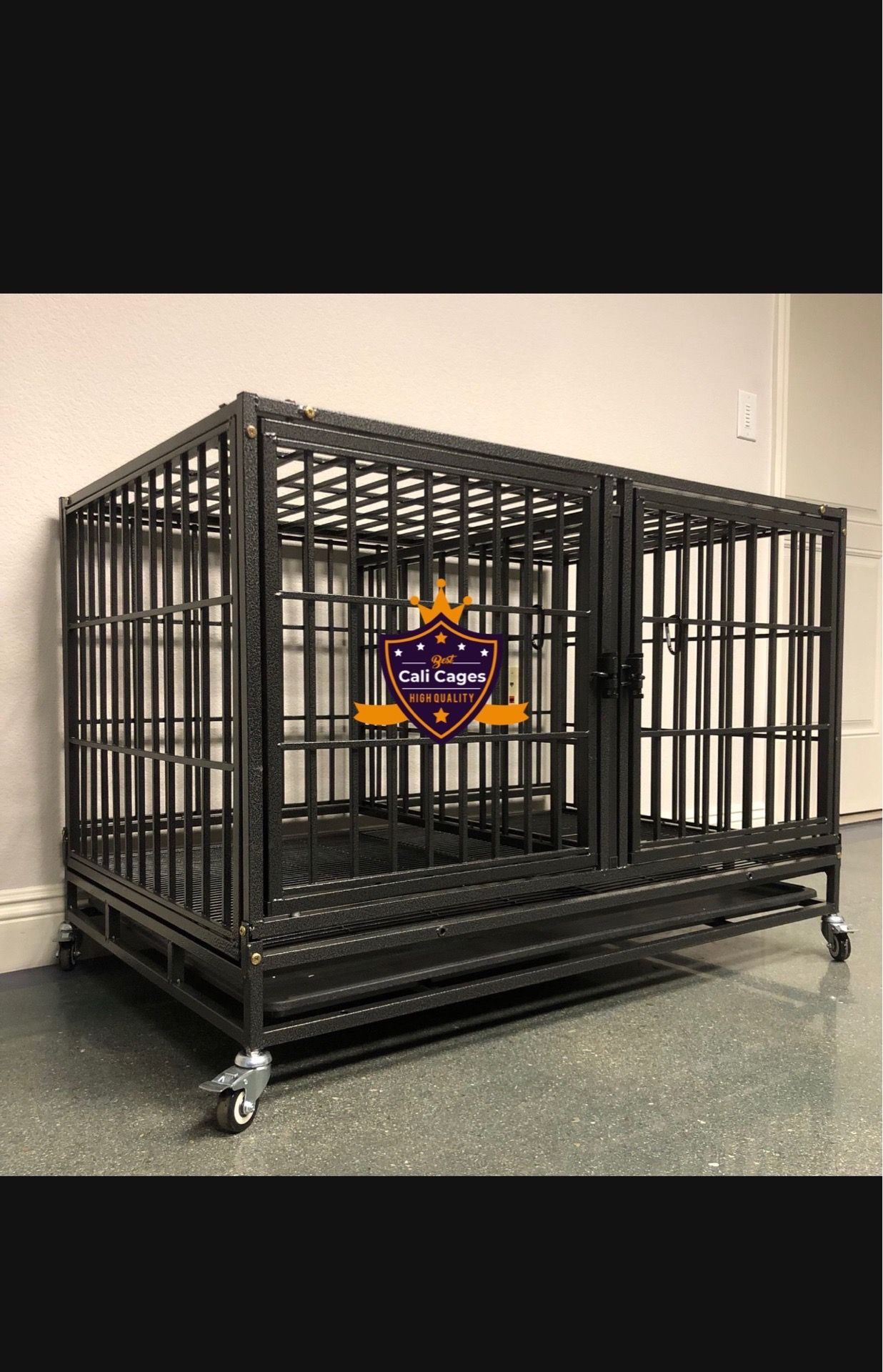 Dog pet cage kennel size 43” thick bar with divider and tray new in box 📦