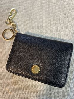 Black Leather Card Wallet with Keychain Steve Madden
