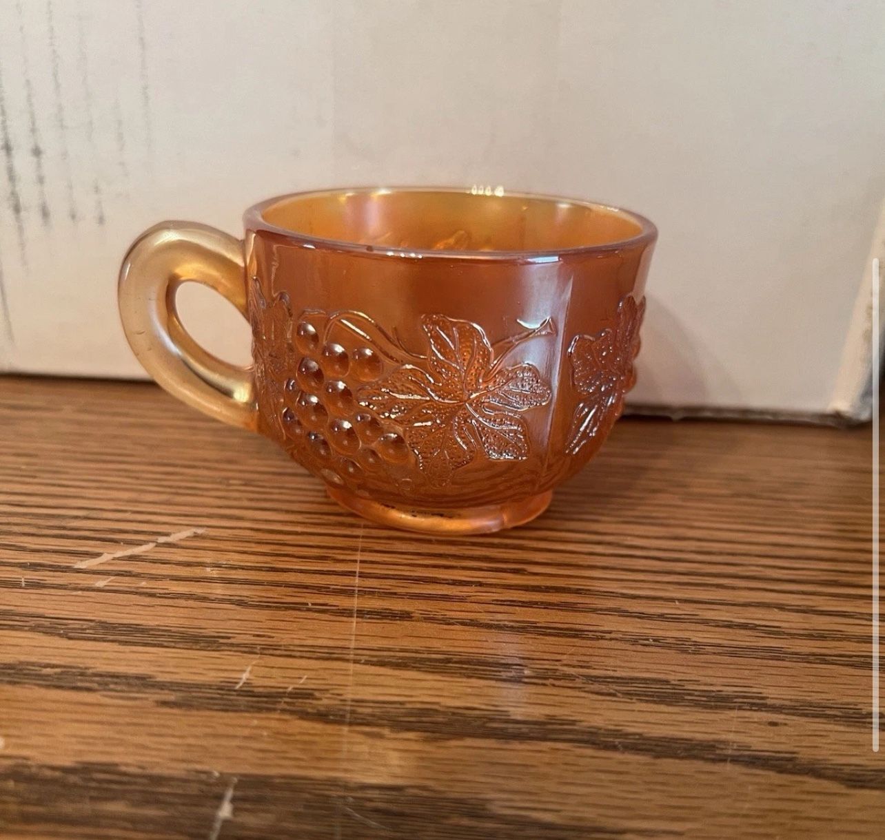 Vintage Fenton Carnival Glass Grapevine Amber Punch Cup