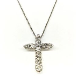 Valentines Day Special 1 Carat Natural  Diamond Cross Necklace Pendant Pt 900 With Chain Pt850 16”