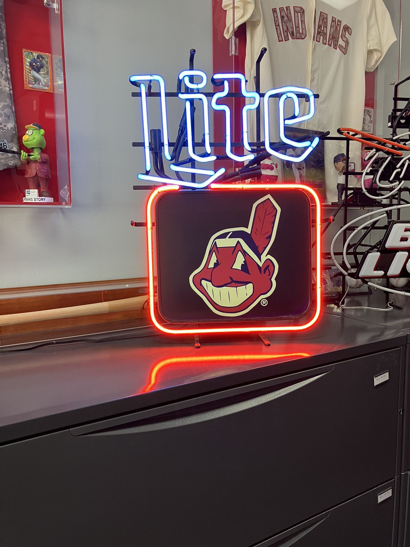 Cleveland Indians Chief Wahoo Miller Lite Neon