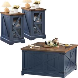 New in box Farmhouse Coffee Ta ble Set of 3, 