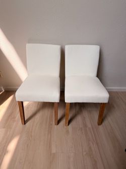 Set of 2 White Upholstered Dining Chairs