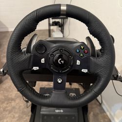 Logitech G920 Racing Wheel + Shifter + Stand With Gaming Chair (Like New, Xbox/PC)