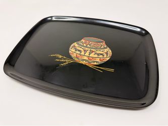 Vintage COUROC MCM Native Southwest Pottery/Wheat Tray Monterey CA  12.5” x 9.5”