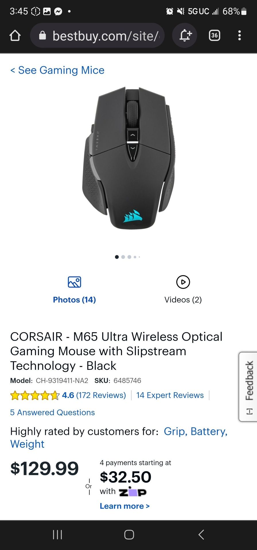 Corsair M65 RGB ULTRA Wireless