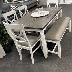 White/Gray 6 pc dining table set