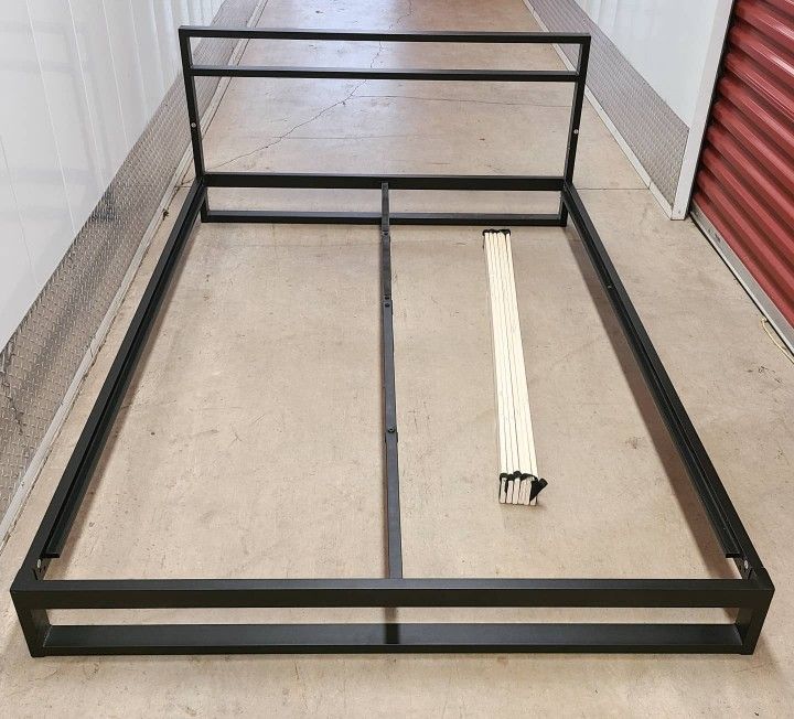 Metal Platform Bed Frame Full Size with Headboard Low Profile Furniture