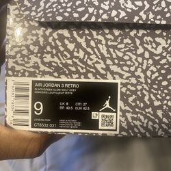 Air Jordan 3 Retro ‘Green Glow’ Men’s Us Size 9