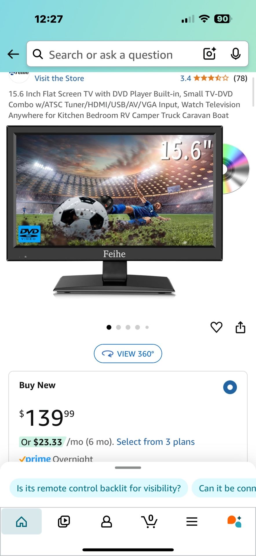 Supersonic SC-1512 15.6-Inch LED Widescreen HDTV with Stunning Detail, Multimode Picture, Vibrant Colors, Built-in DVD Player, HDMI/USB, and AC/DC Com