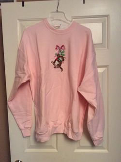 Woman’s Pink sweatshirt with cat appliqué XL