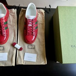 Authentic Brand New Welsh Red Gucci Sneakers with original box, dust bag, spare laces included.