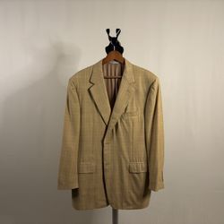 Warm Beige Plaid Canali Suit Jacket