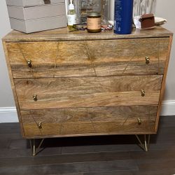 Natural Wood/brass Dresser 
