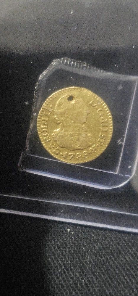 Gold Spain Colonial Period 1788 Carolus III 1/2 Scudo