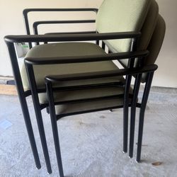 Set of 3 Office Guest Chairs w/ Arms – Stackable, Sturdy
