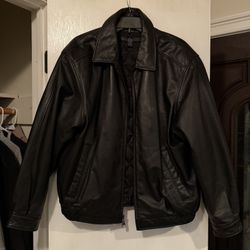 Mens Black Genuine Leather Jacket Croft & Barrow Size M