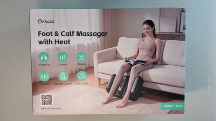 KNQZE Foot & Calf Massager with Heat - Kneading + Vibration, Remote Control