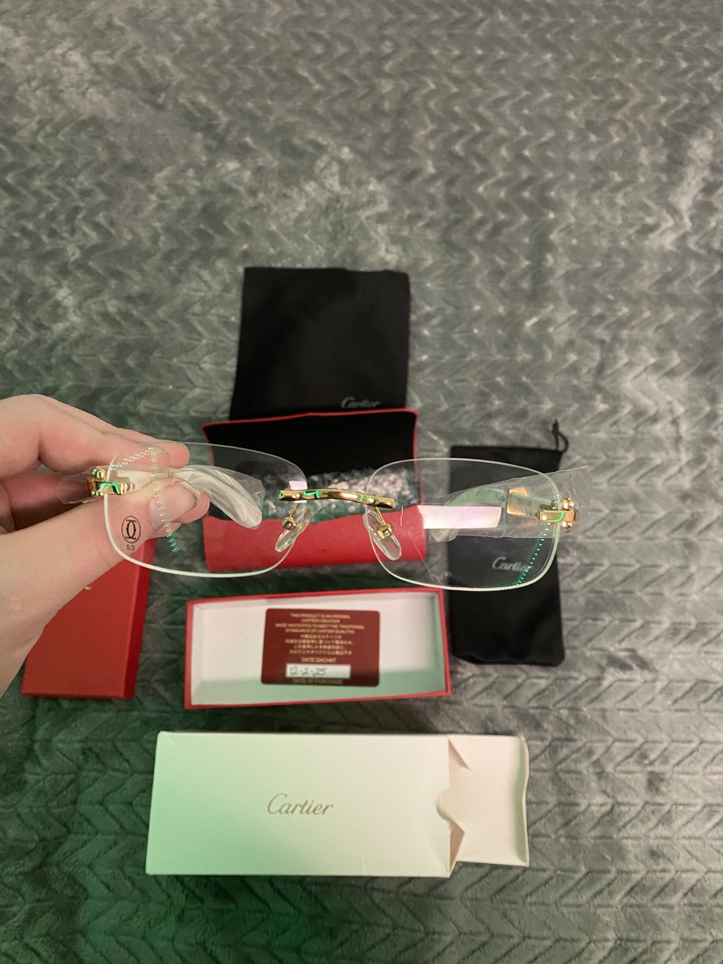 Cartier Classic Round Cut White And Gold Frameless Sunglasses *1-3 Day Shipping*