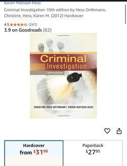 Criminal Investigation 10th edition by Hess Orthmann, Christine, Hess, Kären M. (2012) Hardcover