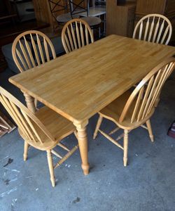 Solid wood dining table and chairs