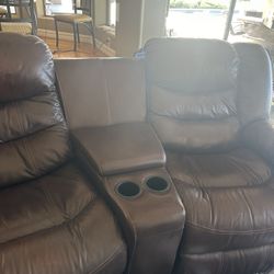 Lather Recliner Couch 