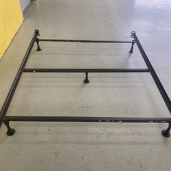 Metal Twin To Queen Bed Frame With Wheels 