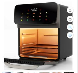 Bluebow Air Fryer 12QT Convection Oven with 10-in-1 Multi Function, Visible Window and Touchscreen, Black