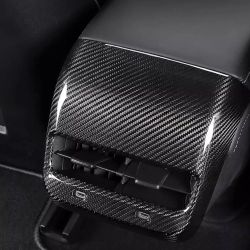 Brand New 2017-2024 Tesla Model 3 & Y Real Carbon Fiber Rear Backseat A/C Vent Cover Trim