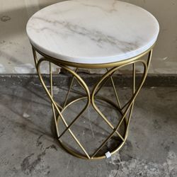 Metal Coffee Table, Marble, White, 22 X 15in.