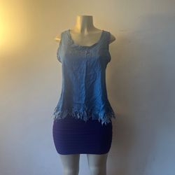 Frayed Blue Denim Tank Top