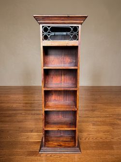 Solid Wood & Wrought Iron Media/Book Tower / Narrow Storage Shelf (Restored)