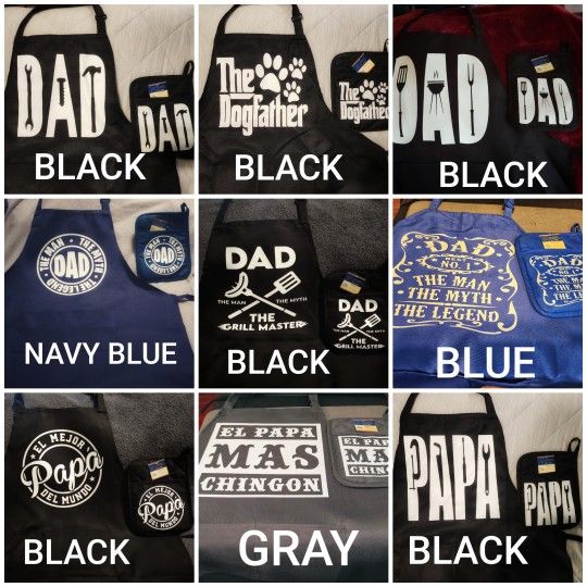 Dad Papa Abuelo Grandpa Padrino Esposo Nino King Of The BBQ Already Made & Ready To Pickup Apron Sets (PICK UP 93306)