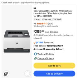 HP Color Laserjet Pro 3201dw Wireless Color Laser Printer, Office Printer, Duplex, Best for Office