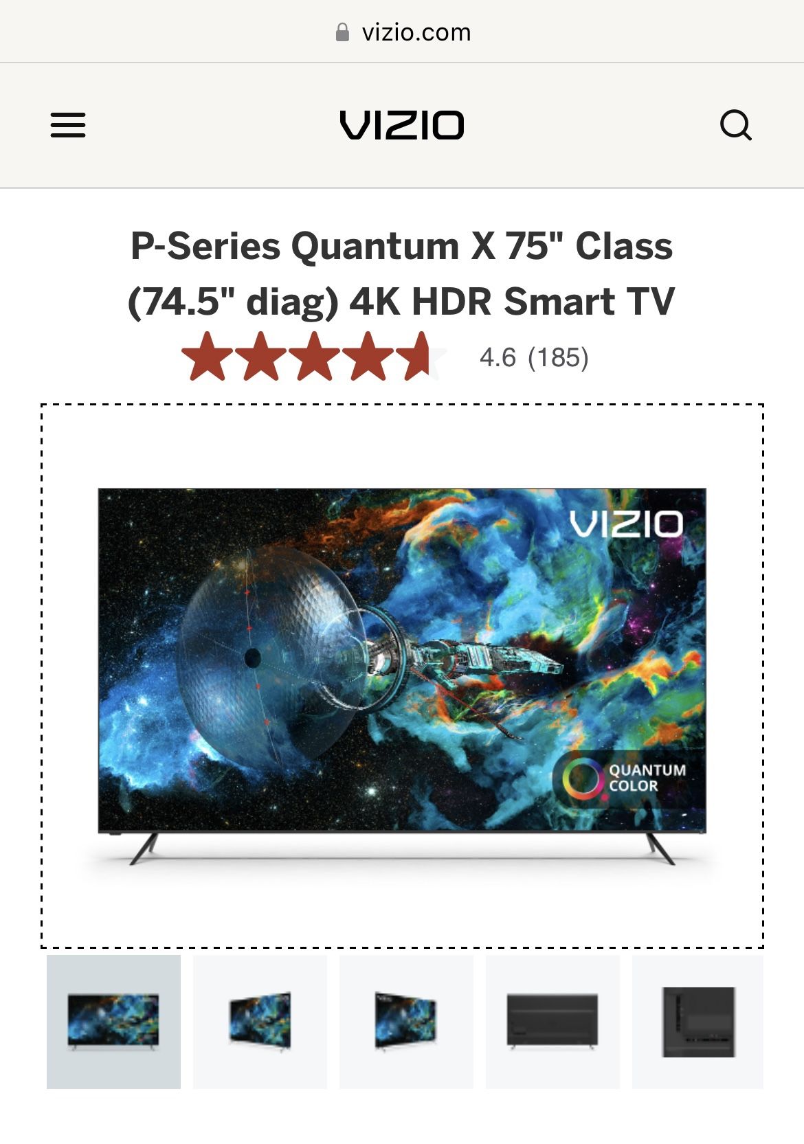 Vizio P75QX-H1 75” 4k LED TV