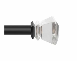 allen + roth Bexley 72-in to 144-in Matte Black Steel Single Curtain Rod with Finials