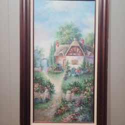Countryside Cottage Painting, Signed