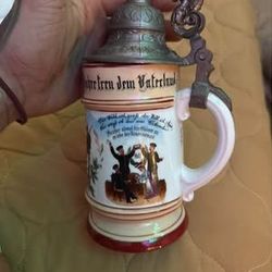 🔥 AUTHENTIC Pre-WWI German Regimental Beer Stein - Imperial Eagle Mark - Pewter Lid - RARE