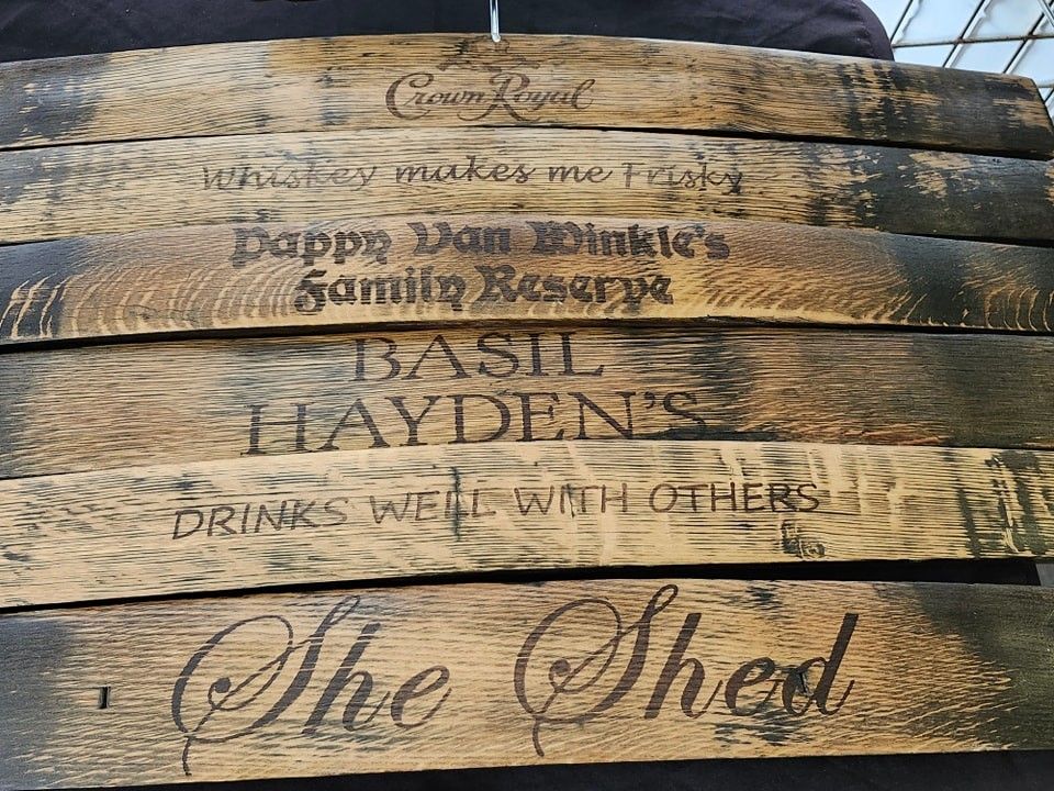 Bourbon Barrel Stave Engraved Hanging Signs