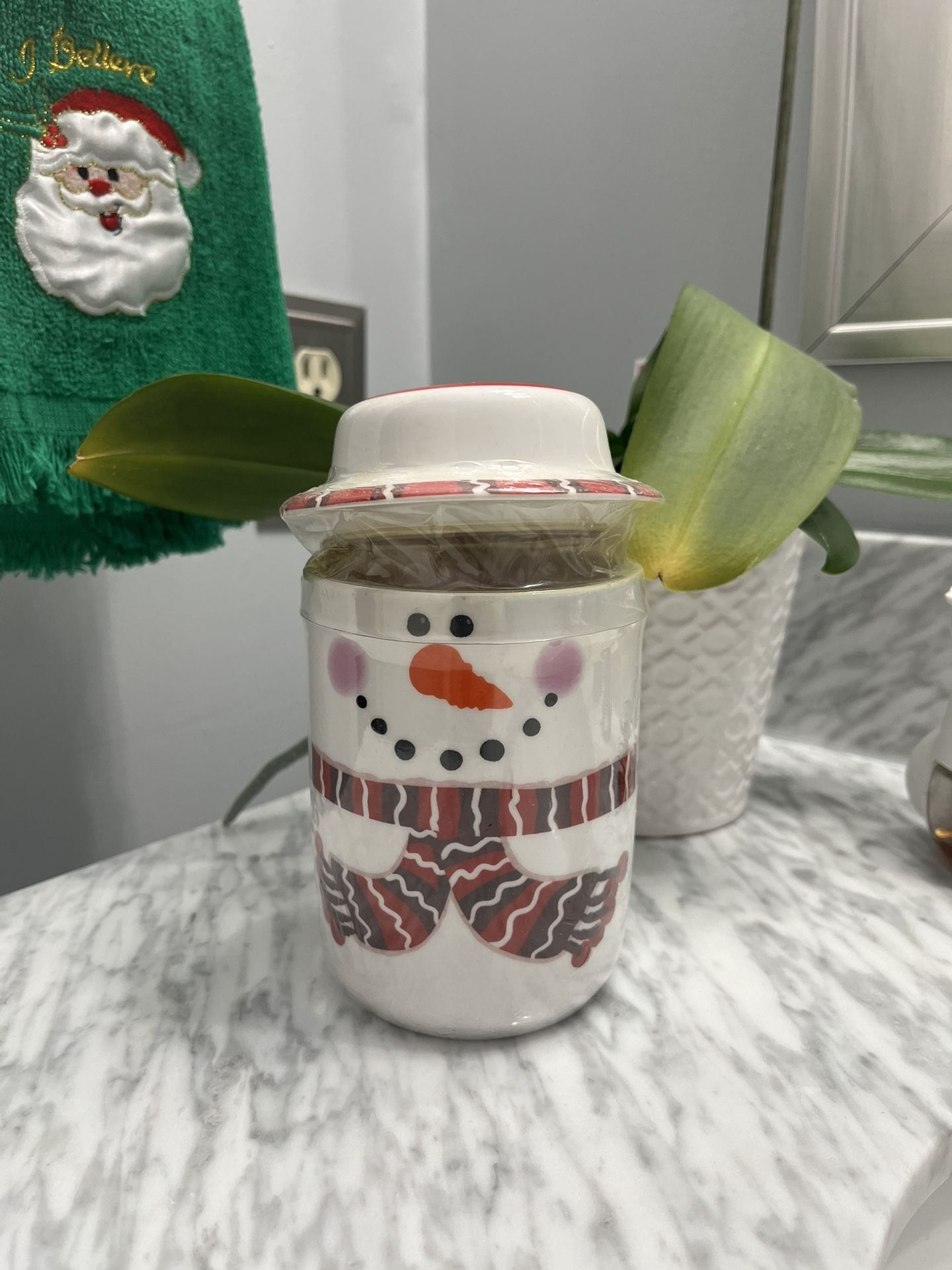 Ceramic Snowman Candle New
